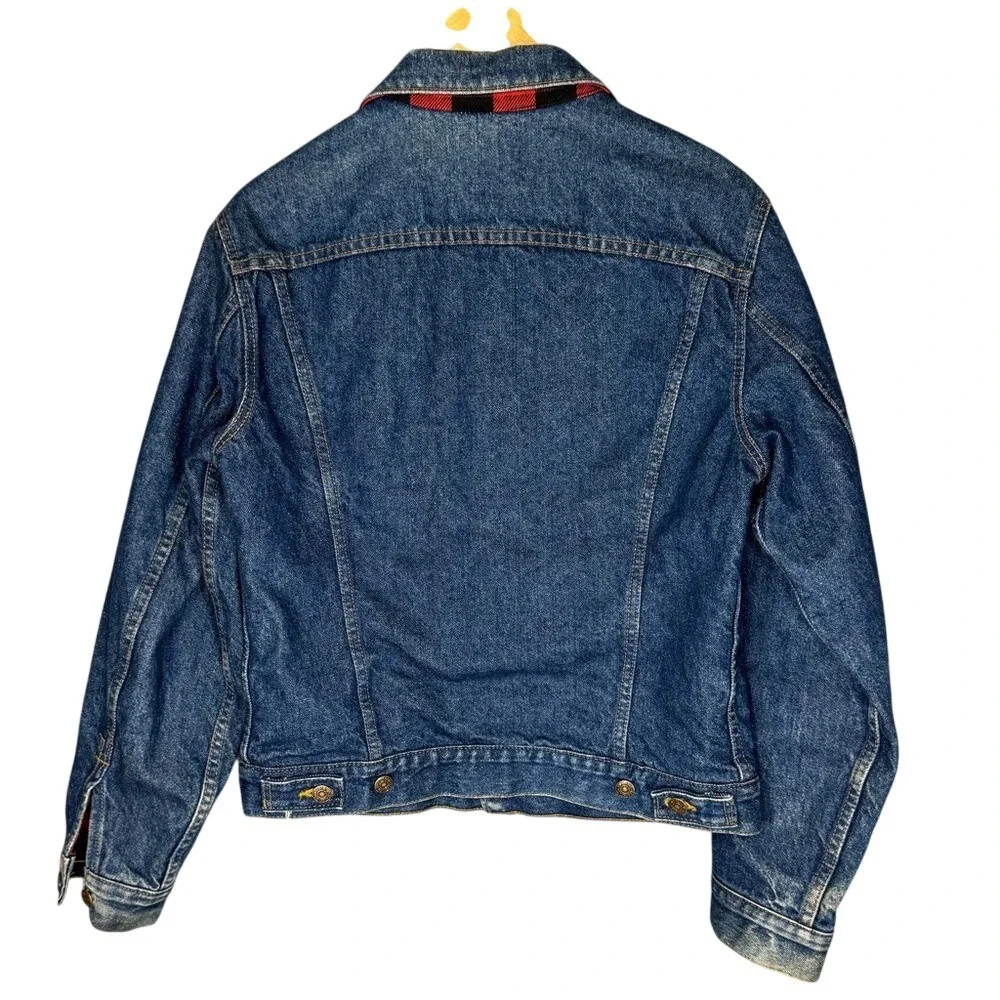 Vintage Levi's Buffalo Plaid Flannel-lined‎ Denim Trucker Jacket 80s Men's S / M